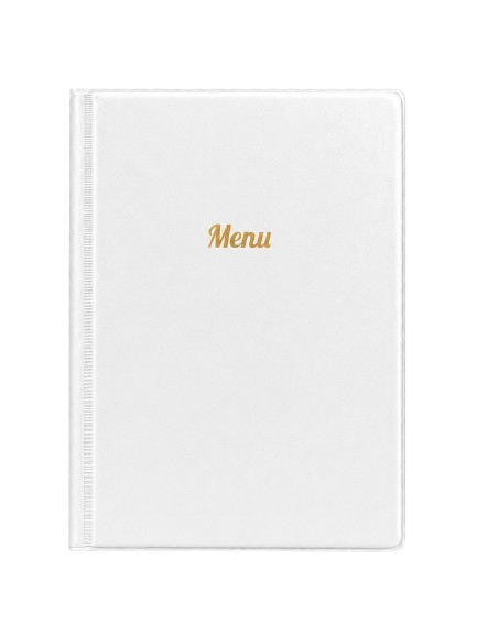 A5 Menu Holder - White - Gold Print