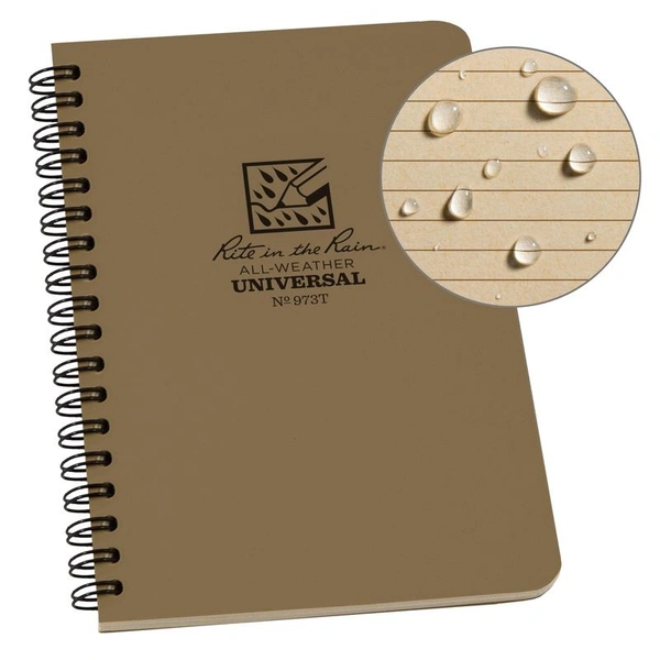 Rite in the Rain 973 Side Spiral Notebook Tan