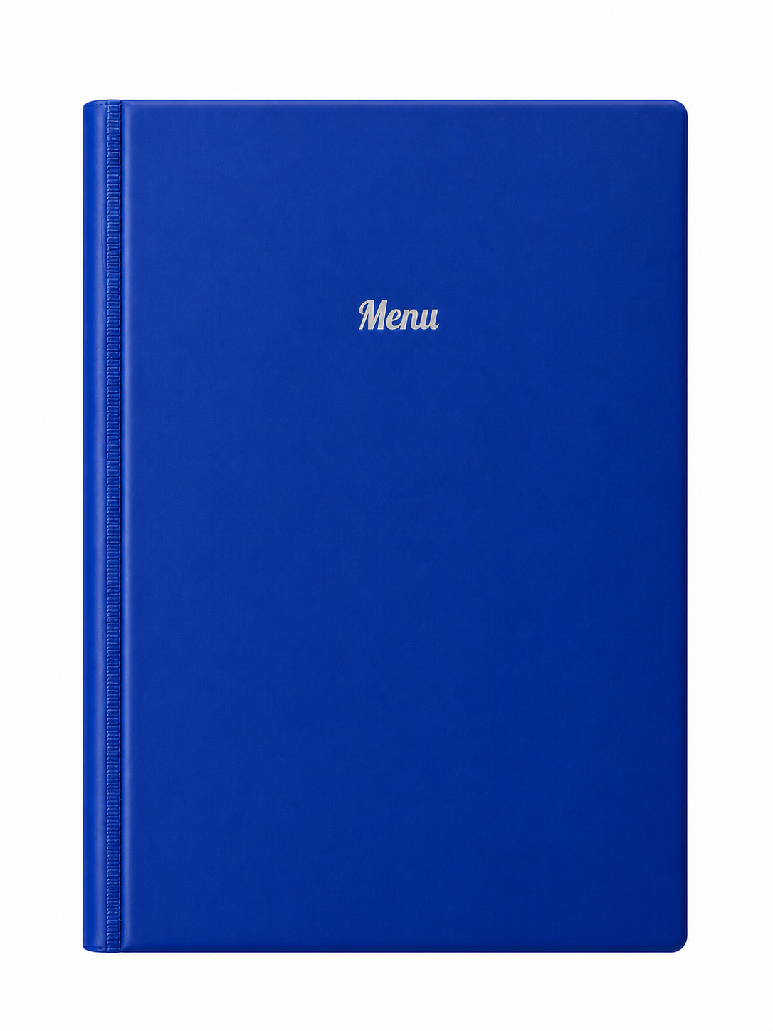 A4 Hard Cover Printed Menu Holder - Blue with Silver Print