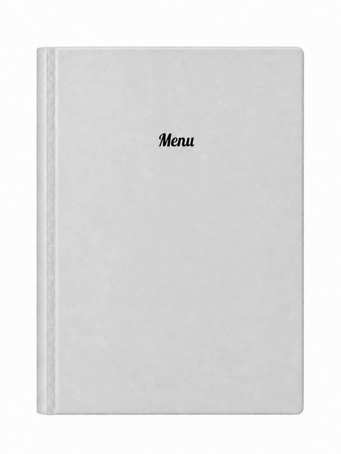 A4 Hard Cover Printed Menu Holder - Light Grey with Black Print