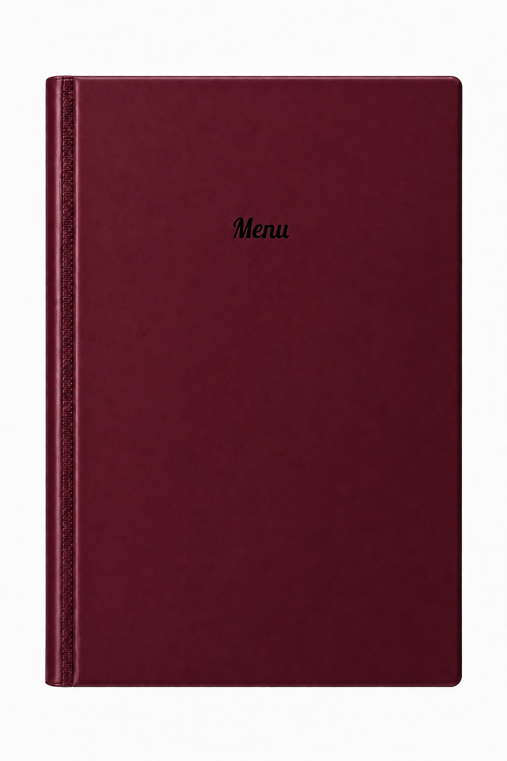 A4 Hard Cover Printed Menu Holder - Burgundy with Black Print