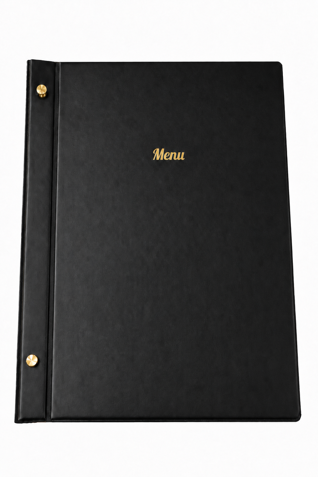 A4 Expandable Hard Cover Printed Menu Holder - Dark Green Gold Print