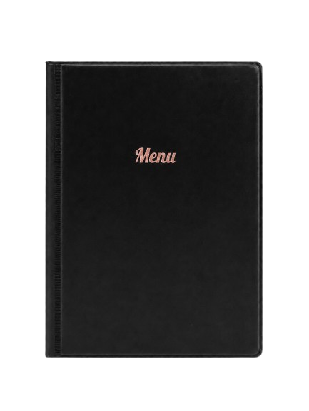A5 Menu Holder - Black - Rose Gold Print