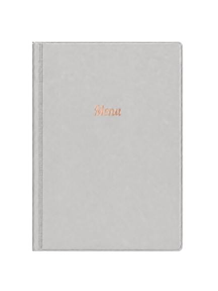 A5 Menu Holder - Light Grey - Rose Gold Print