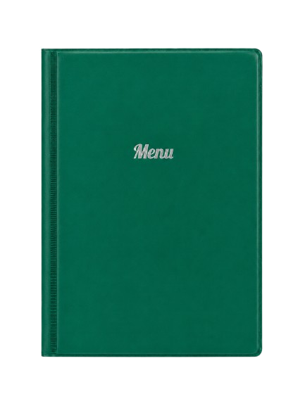 A5 Menu Holder - Mid Green - Silver Print