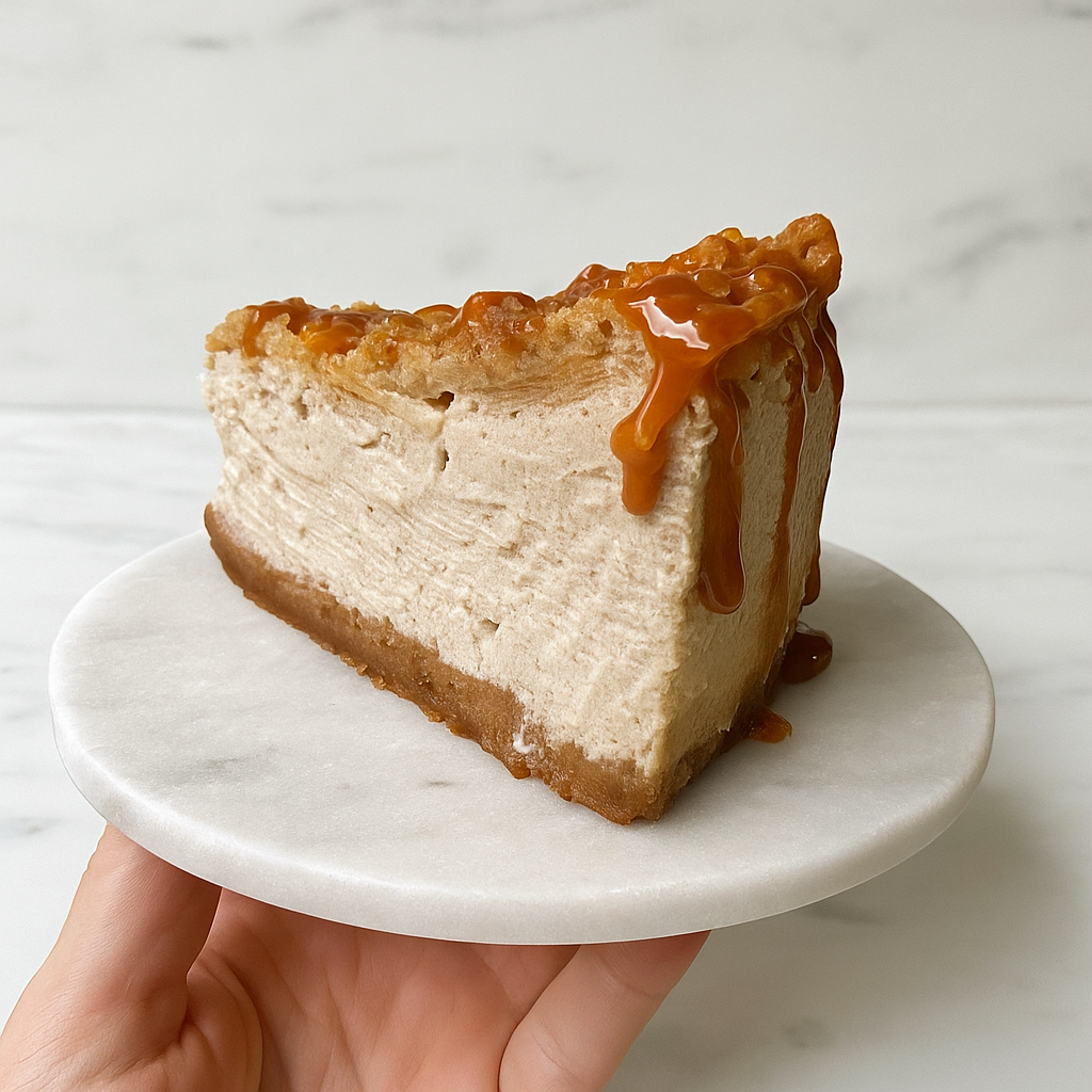 Apple Crumble Cheesecake with Salted Caramel