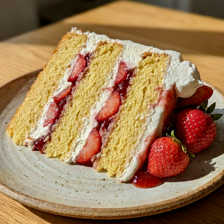Olive oil strawberry cake slice, London delivery