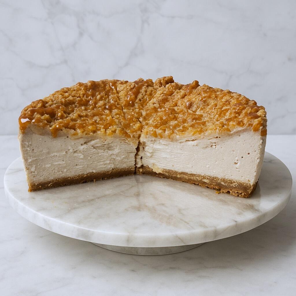Apple Crumble Cheesecake with Salted Caramel