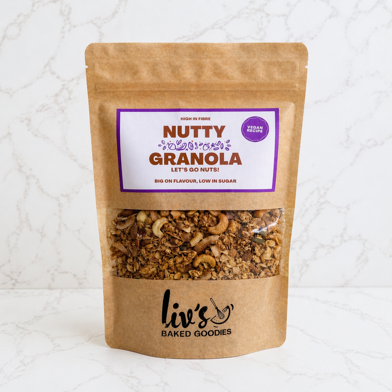 sugar free and vegan granola with nuts