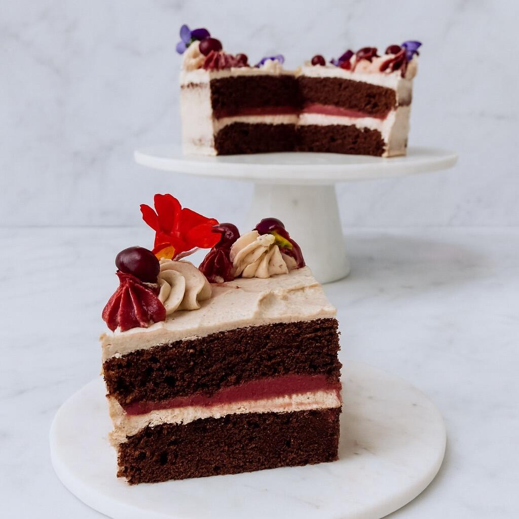 Chocolate Cake with Cranberry Ganache & Chestnut Buttercream