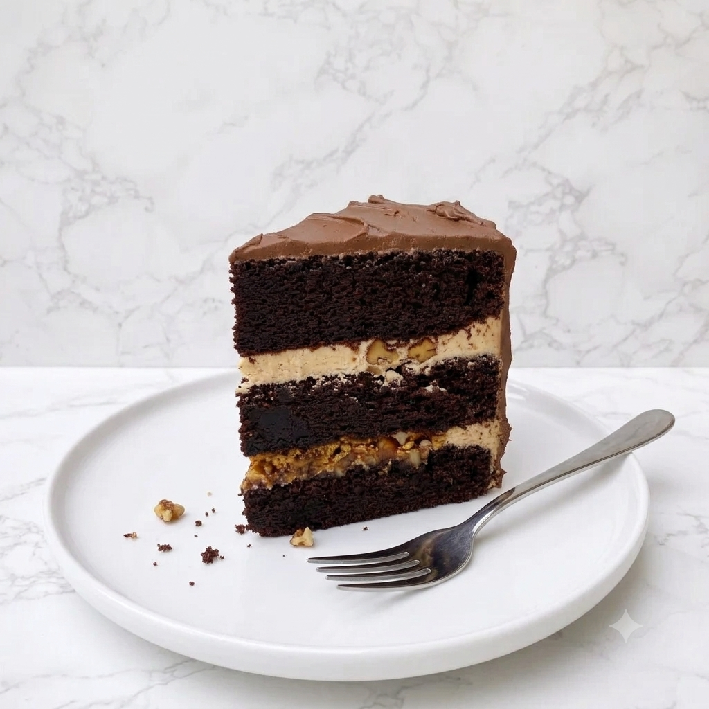 Guinness chocolate cake close up, moist sponge texture