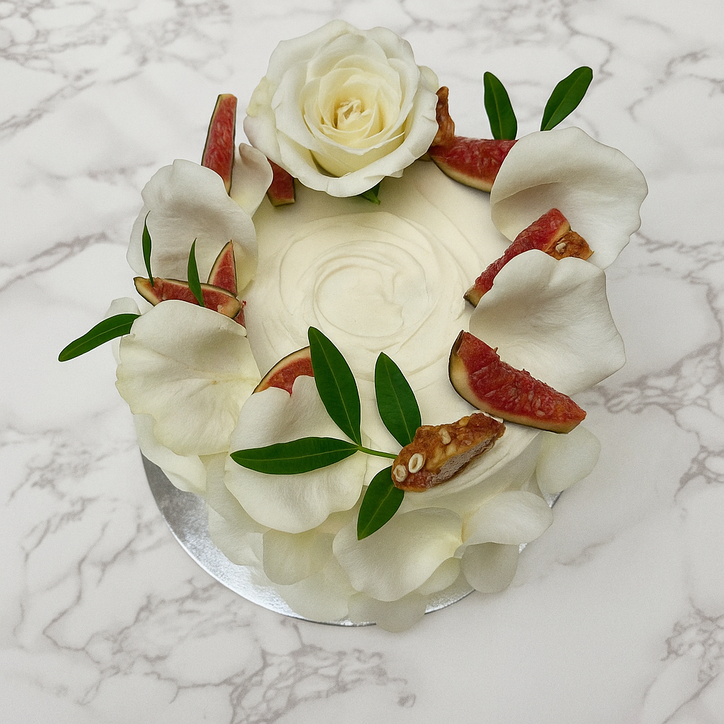 Tahini cake with white chocolate ganache, whole cake