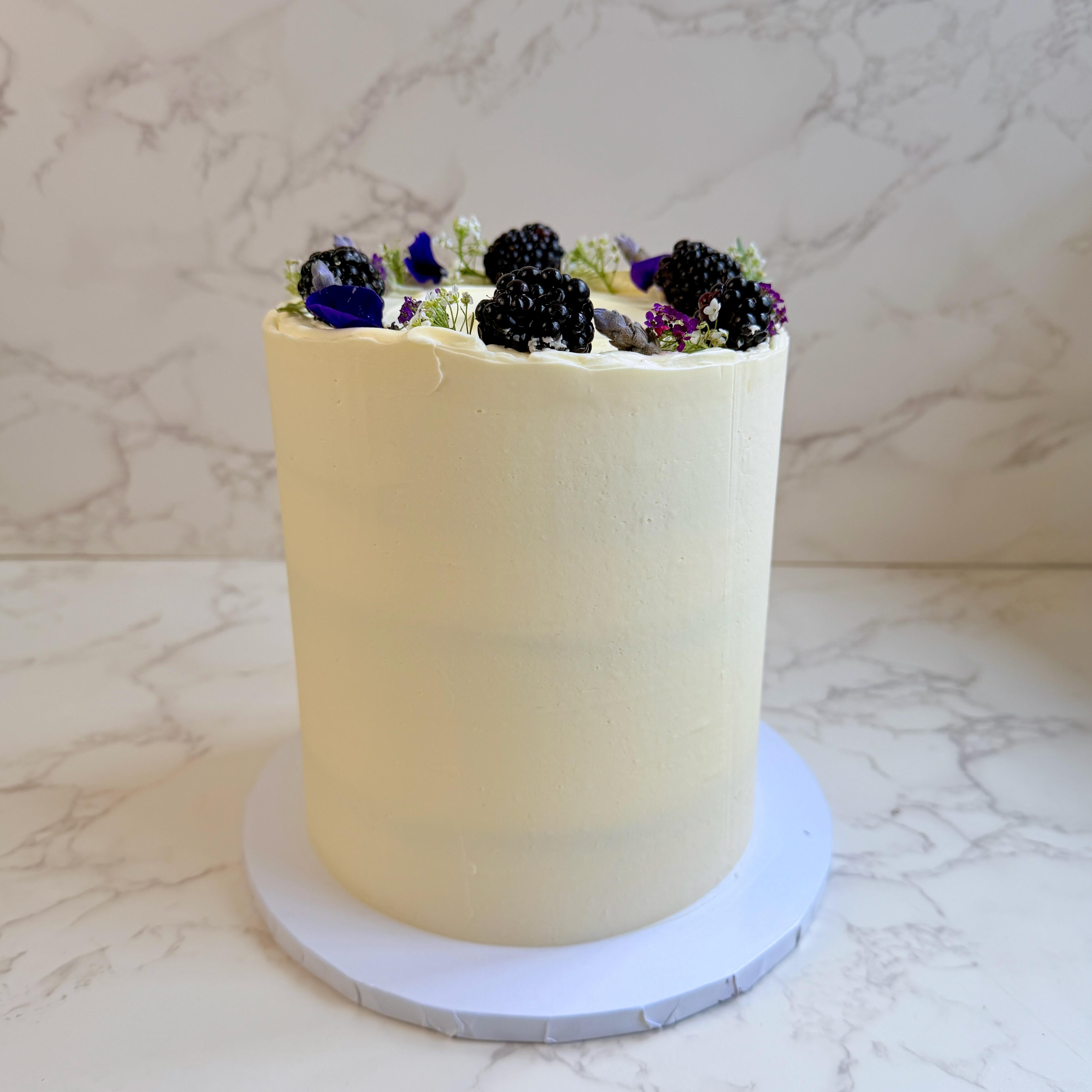 Blackberry elderflower cake, London bakery