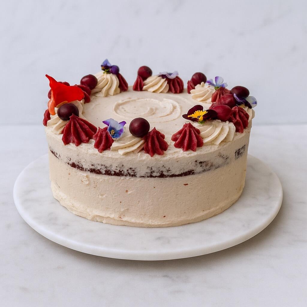 Chocolate Cake with Cranberry Ganache & Chestnut Buttercream