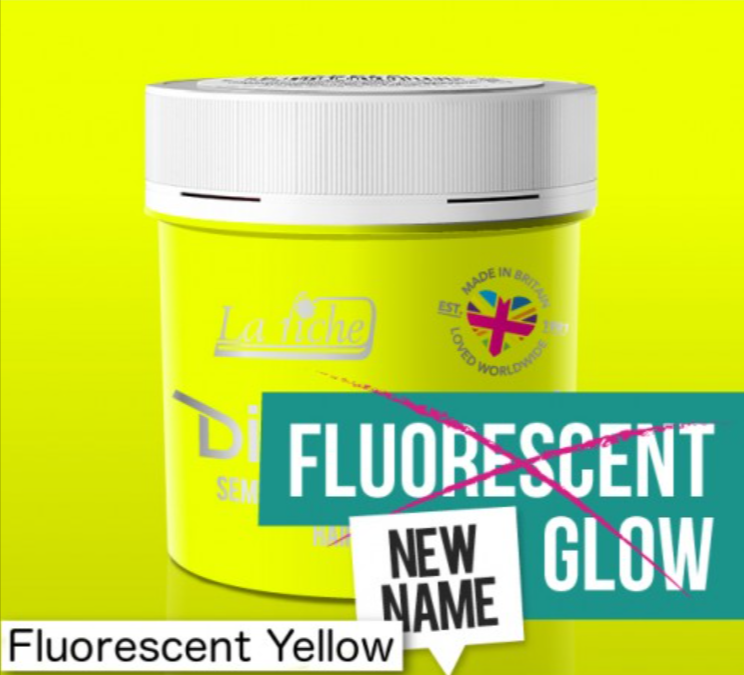 La riche directions hair dye pot in fluorescent yellow colour