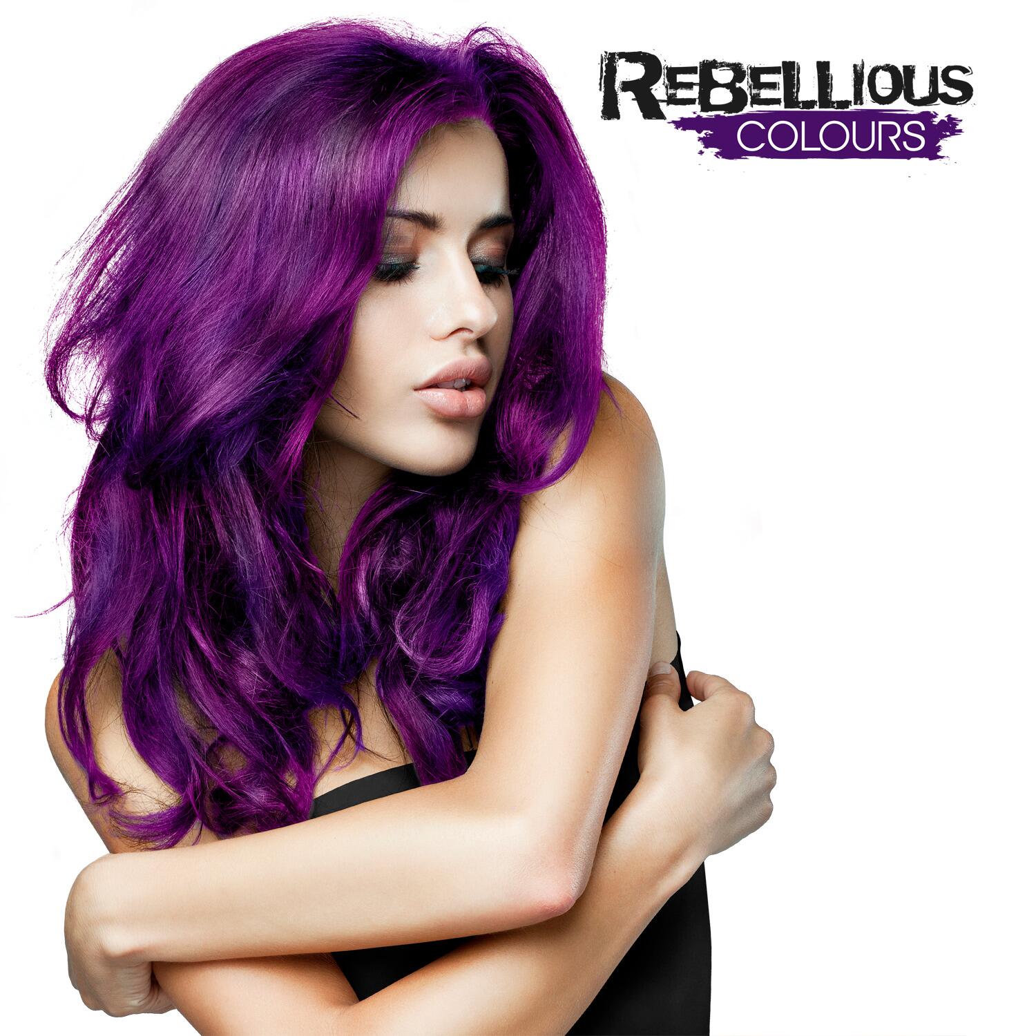 Rebelious hair colour image, lady with purple hair