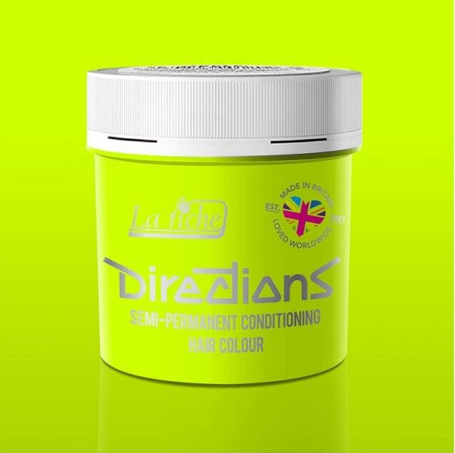 La riche directions hair dye pot in fluorescent lime colour