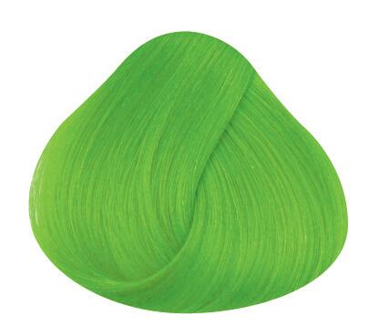 Swatch of hair showing fluorescent green directions hair colour