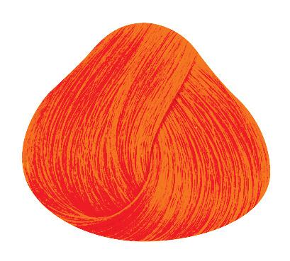 Swatch of hair showing fluorescent orange directions hair colour