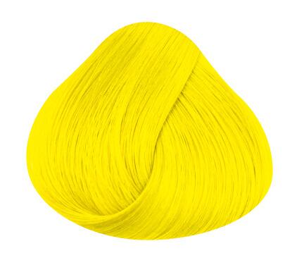 Swatch of hair showing bright daffodil directions hair colour