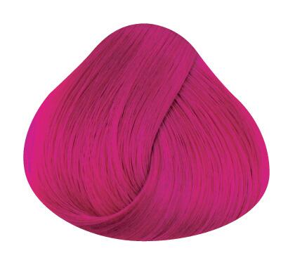 Swatch of hair showing flamingo pink directions hair colour