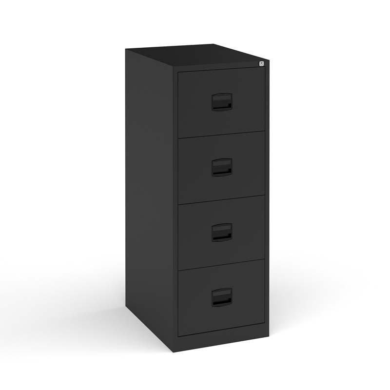 Four drawer steel filing cabinet in black
