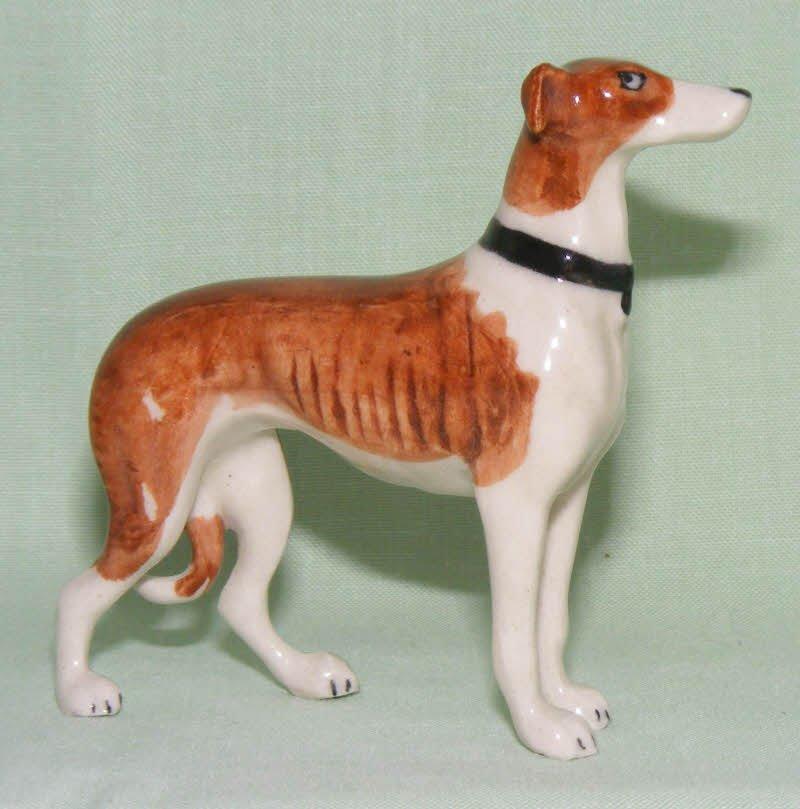 Klima Miniature Porcelain Animal Figure Greyhound Sitting Brown & White K846