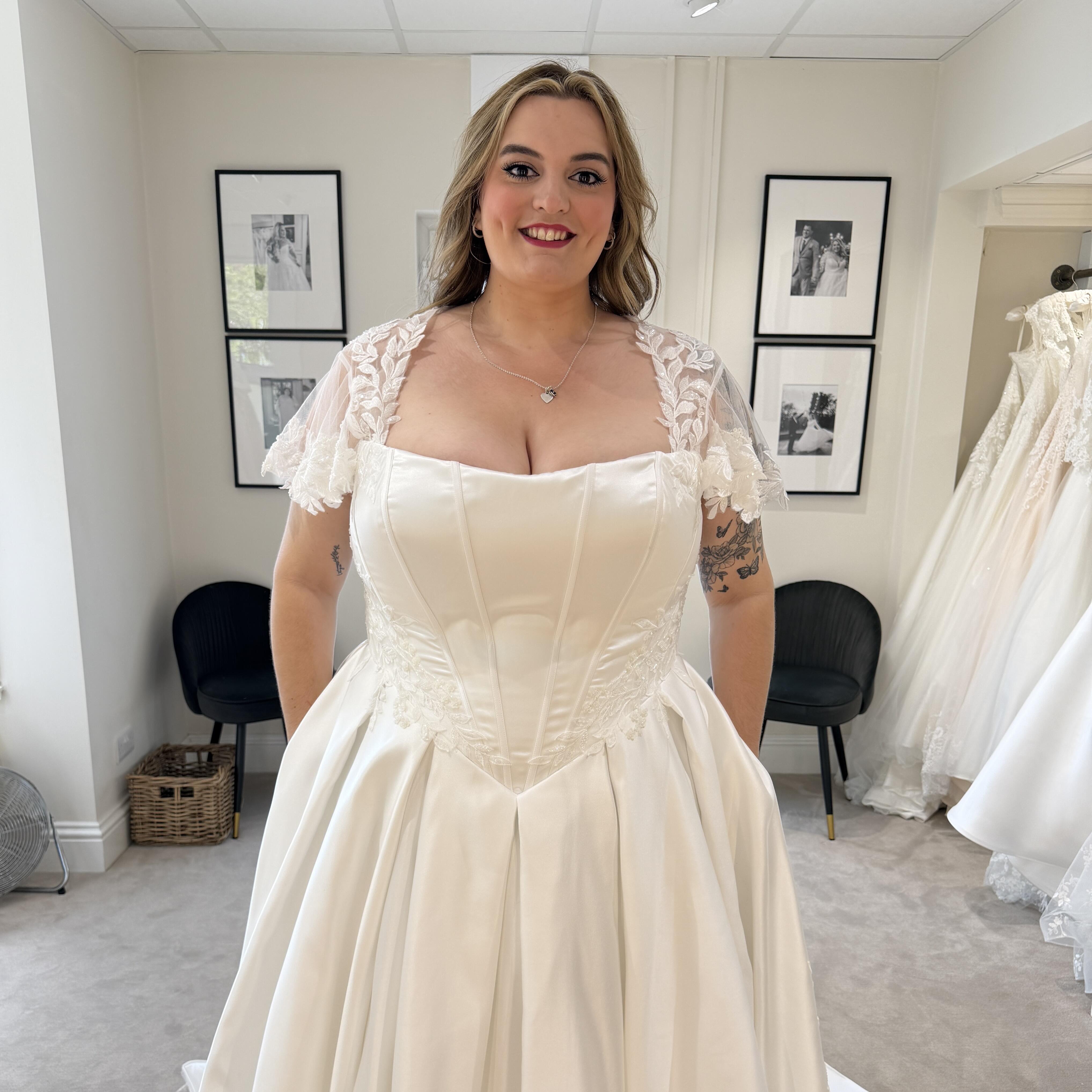 Basque waist plus size wedding dress