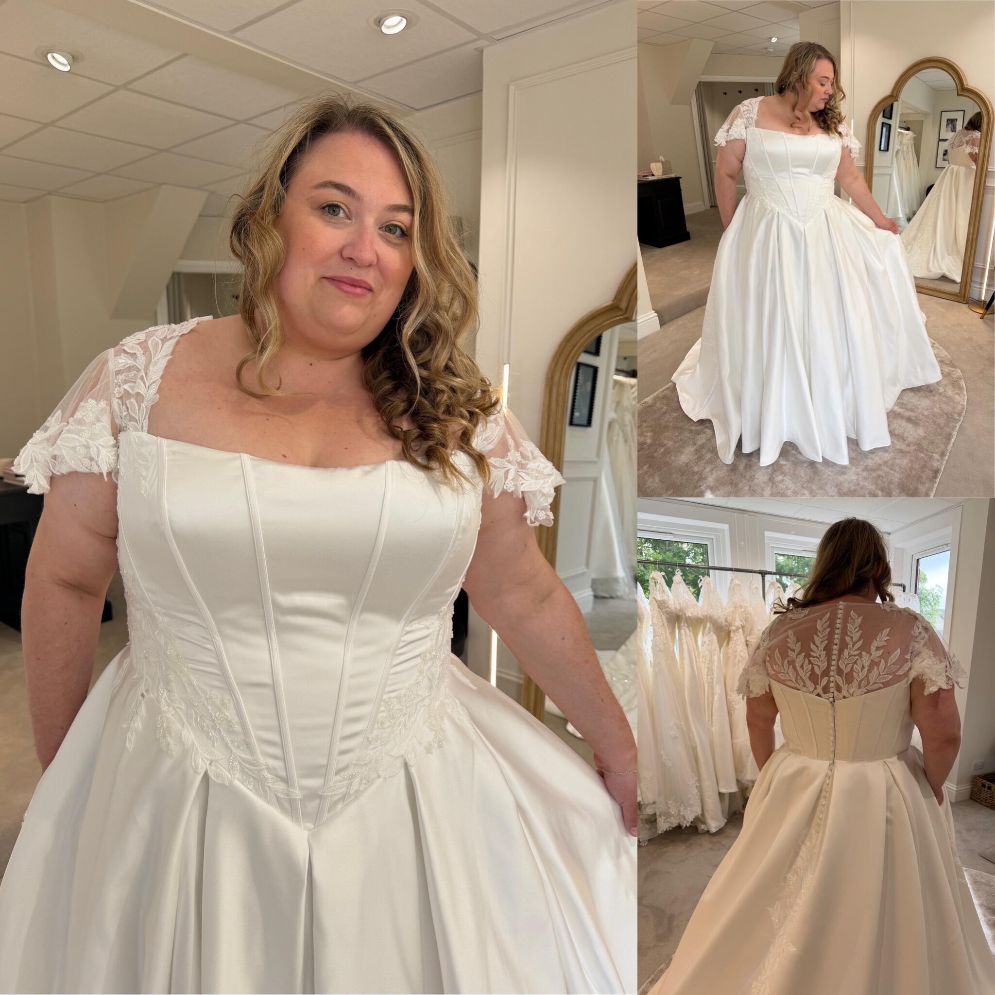 Basque waist plus size wedding dress