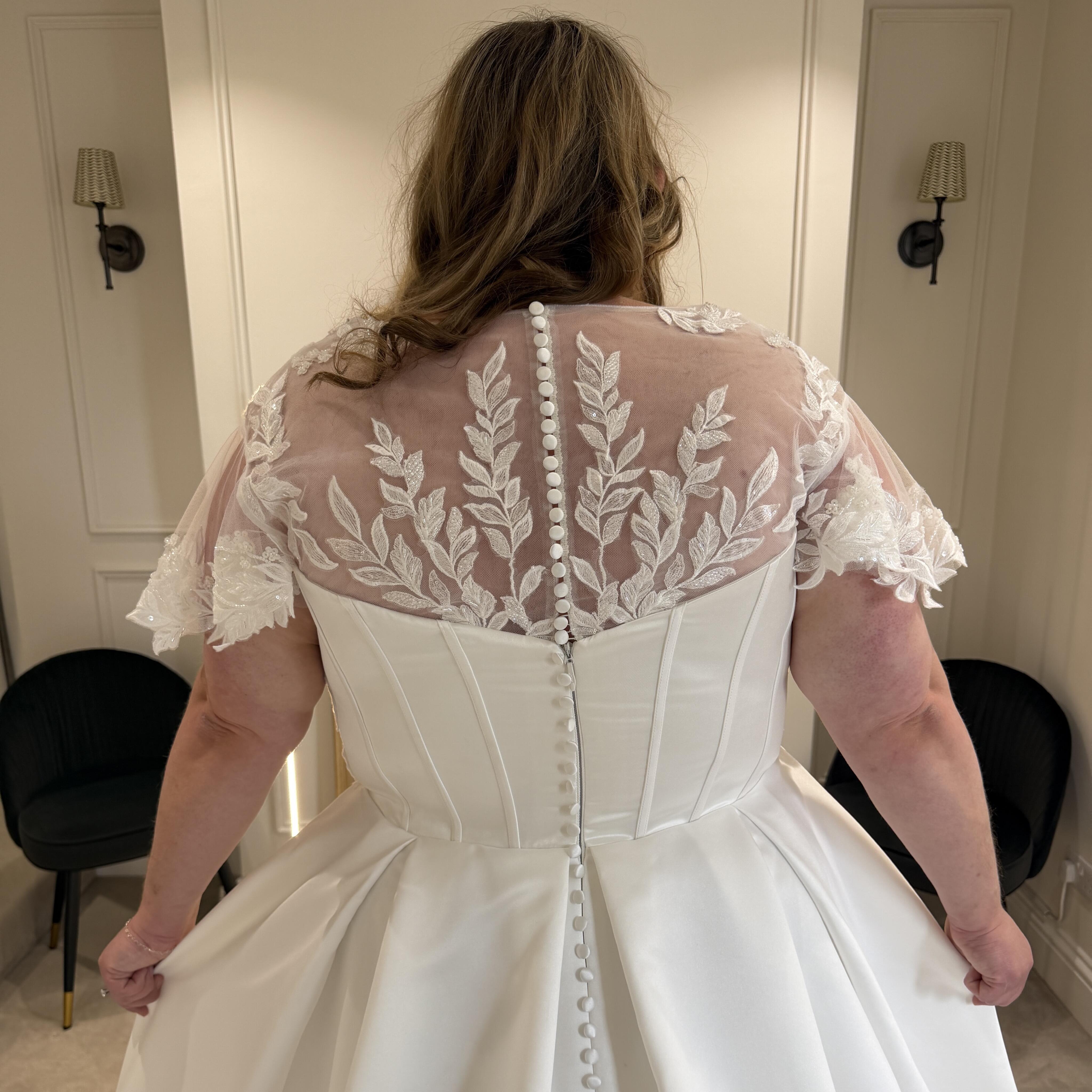 Basque waist plus size wedding dress