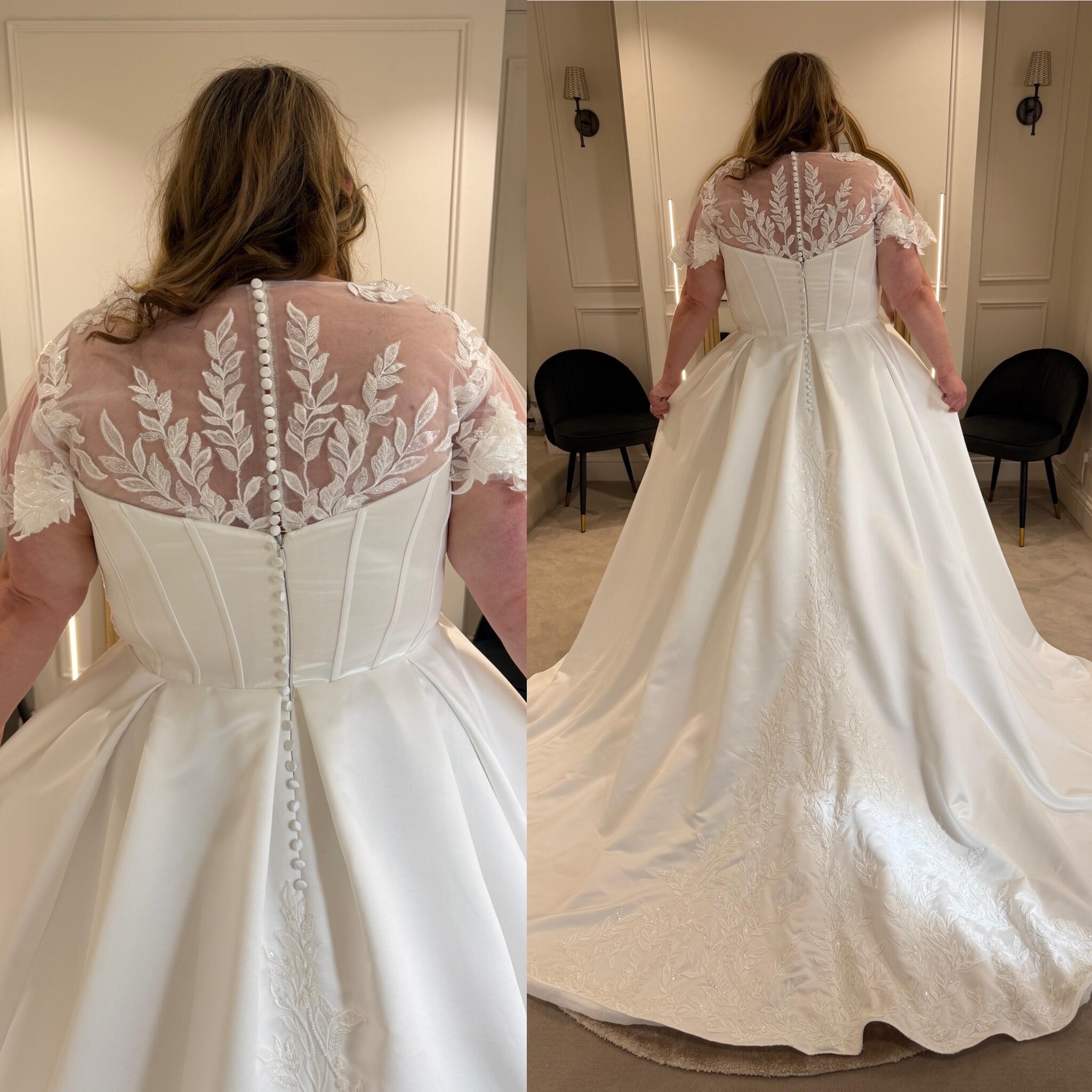 Basque waist plus size wedding dress