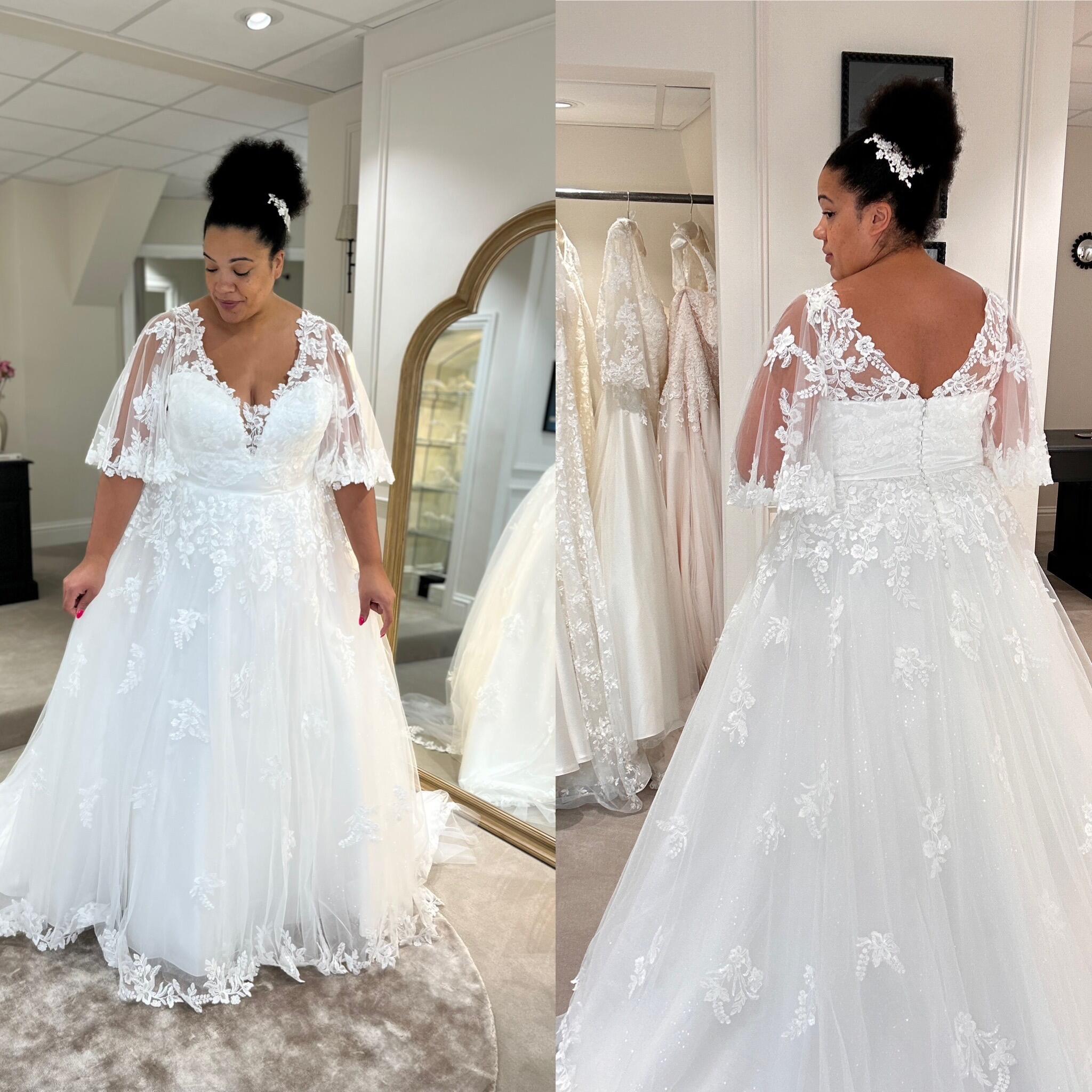 Long sleeve plus size wedding dress