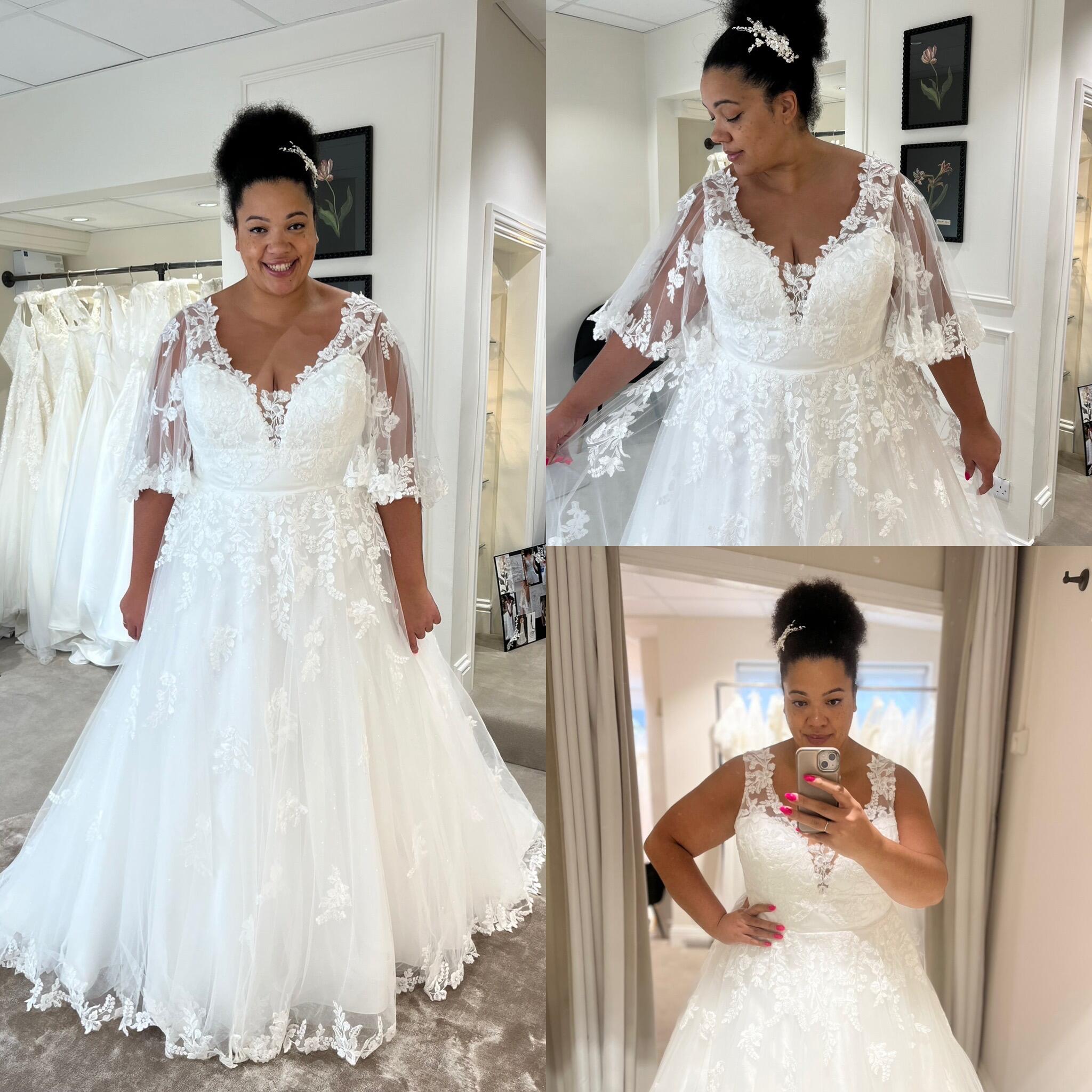 Long sleeve plus size wedding dress