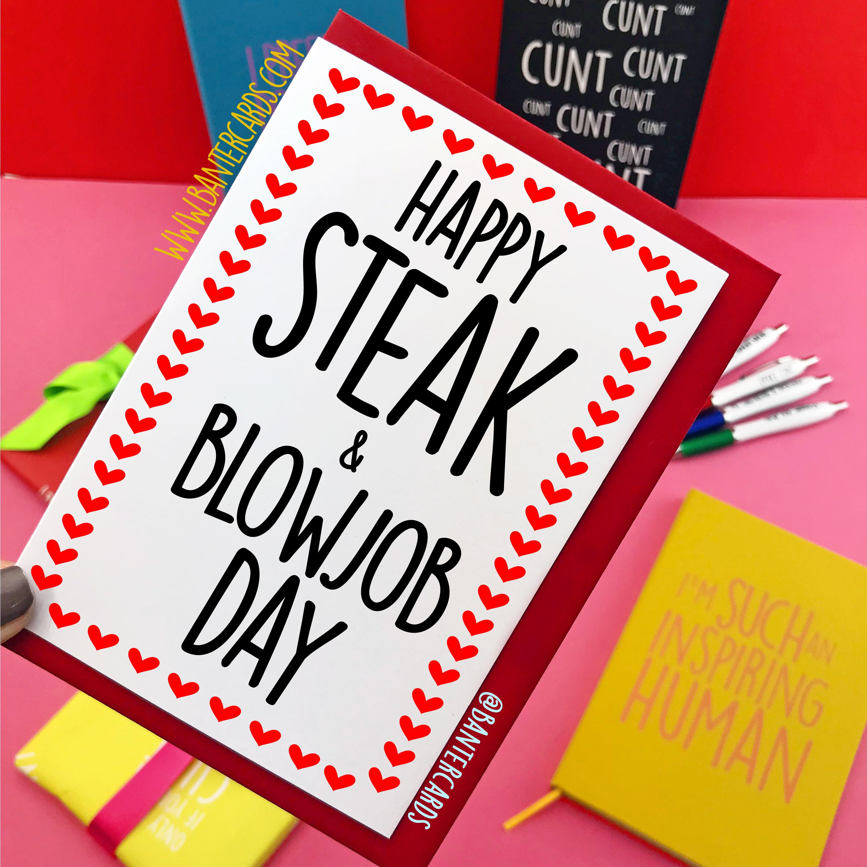 Steak and Blow Day Cards Steak and BJ Day, Funny Cards Banter Cards