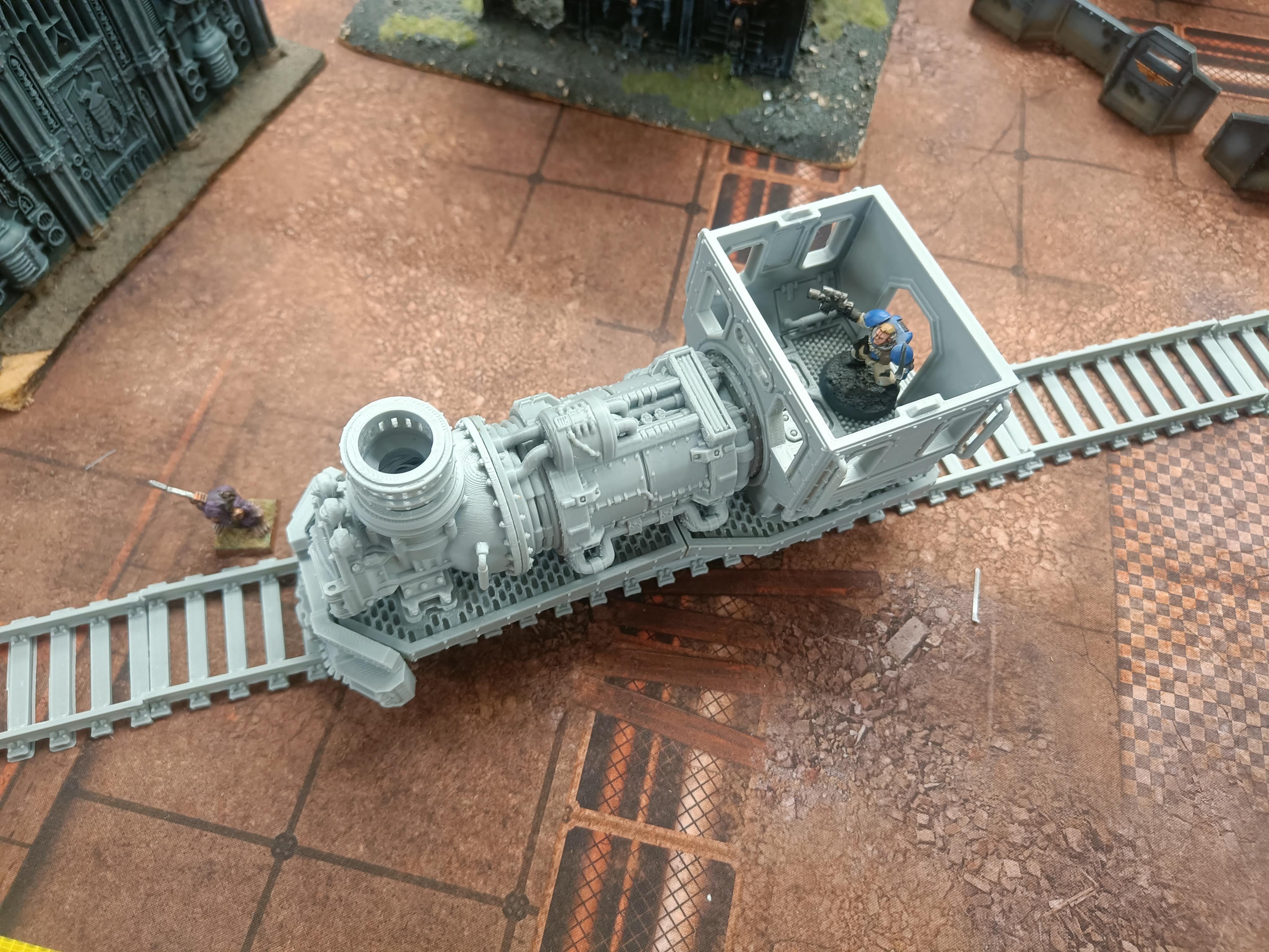 Ash Canyon Express Sci-fi Streampunk Train scenery. thumbnail