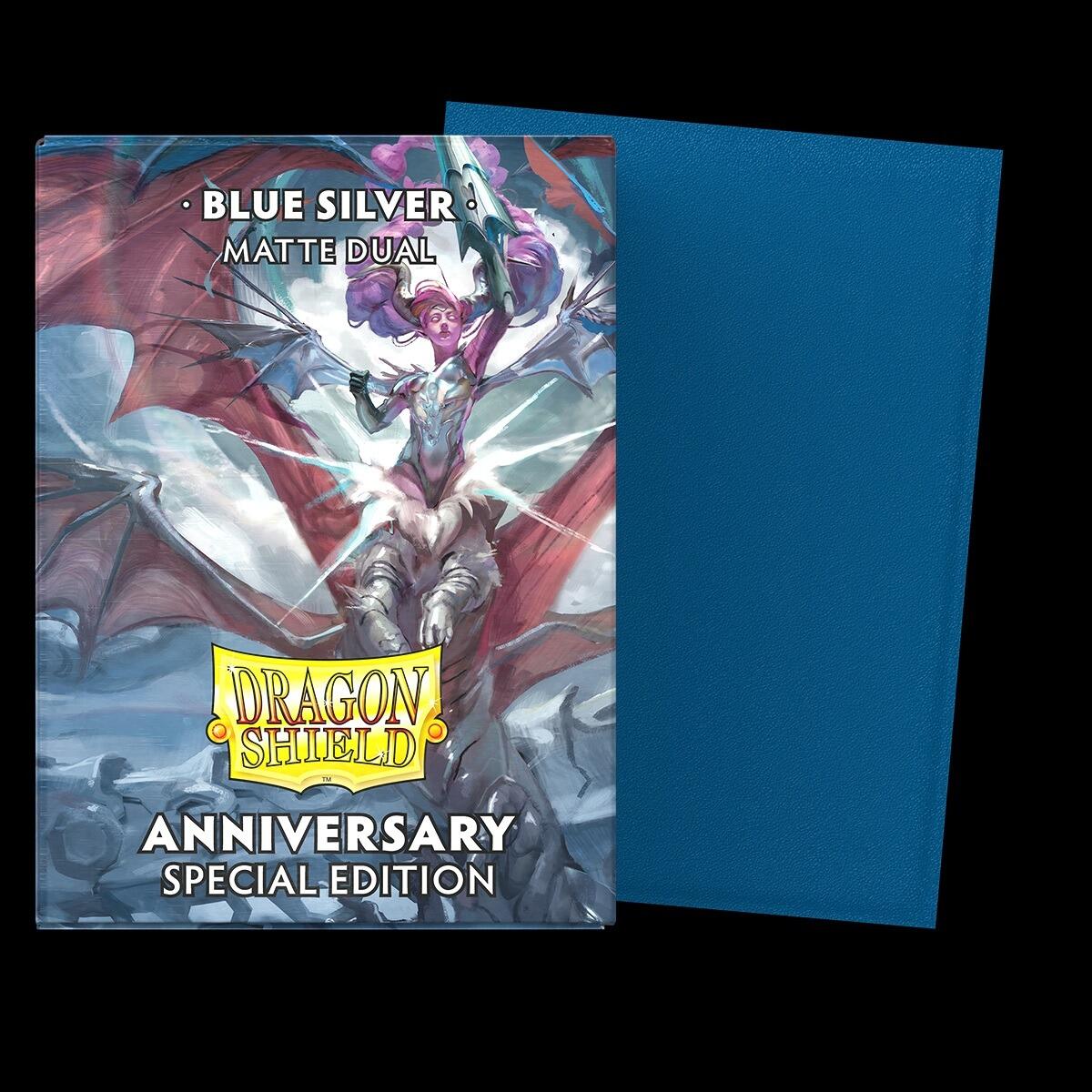 Dragon Shield Standard Sleeves (100) Cobalt & Silver Matte Dual - Gifts for Geeks Leicester