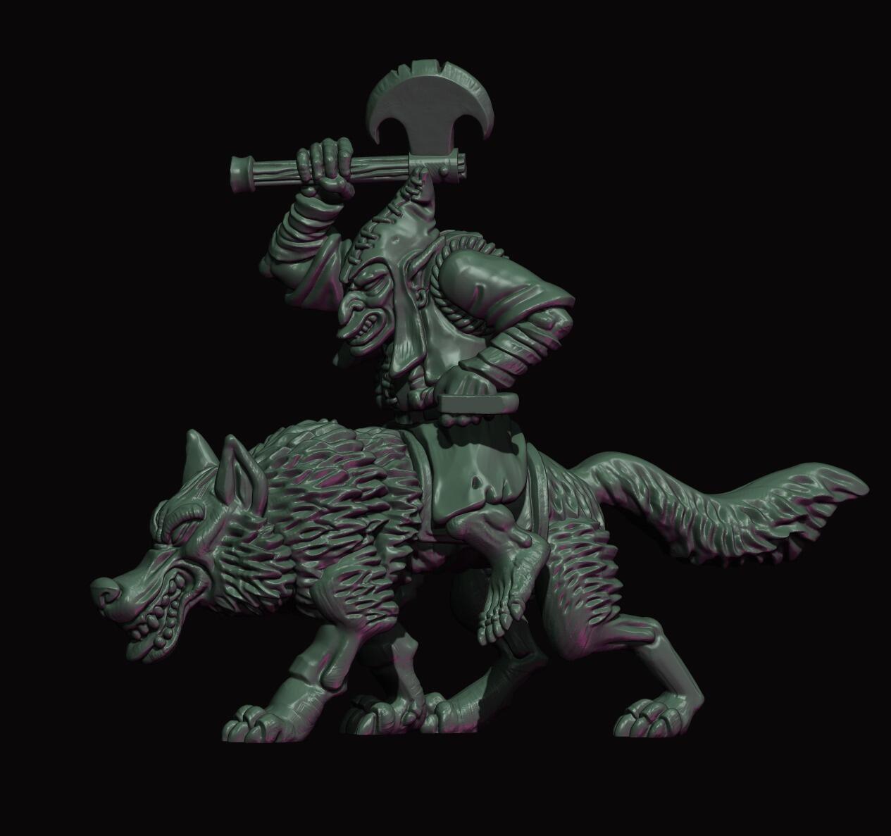 Fabelzel's Hobgoblin Wolf Riders (QTY 3) With Hand Weapons & Shields thumbnail