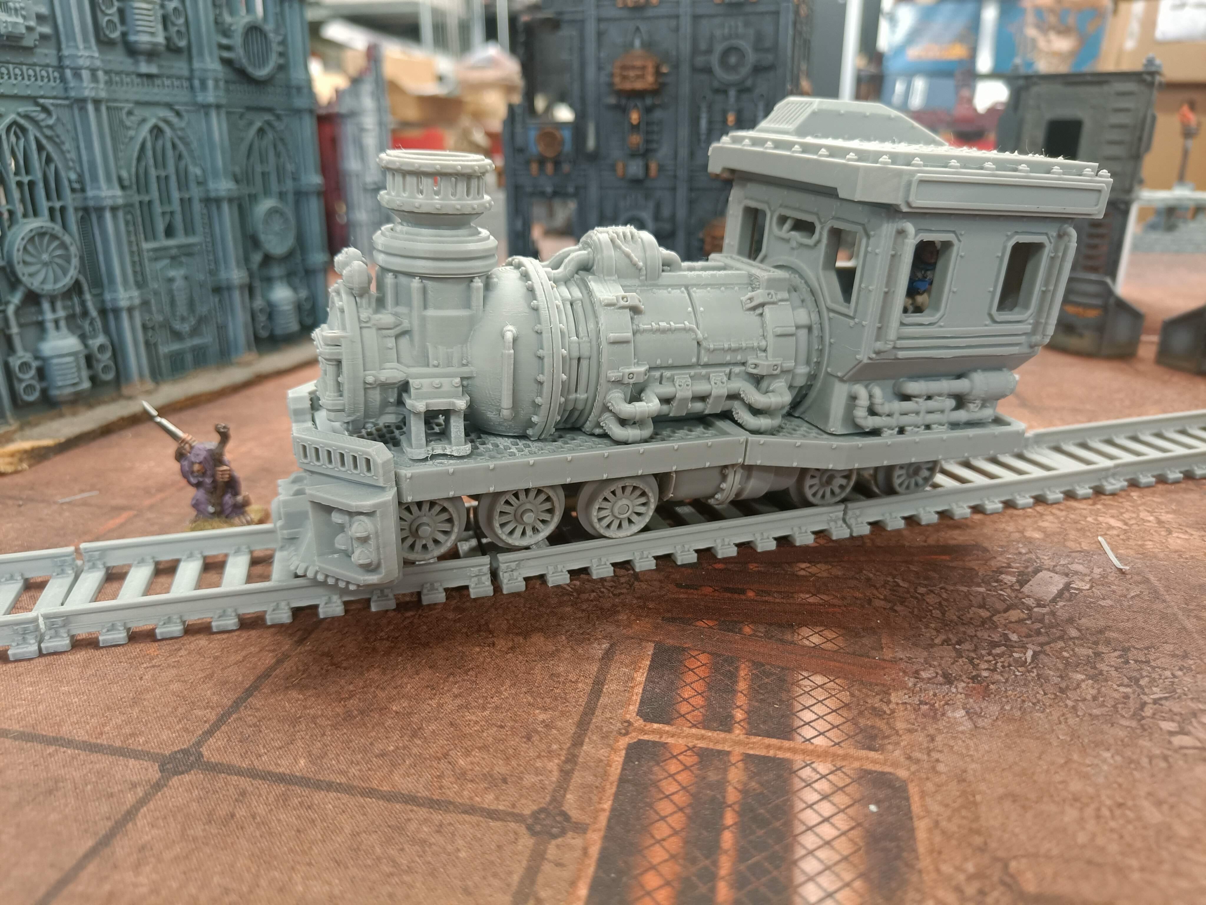 Ash Canyon Express Sci-fi Streampunk Train scenery. thumbnail