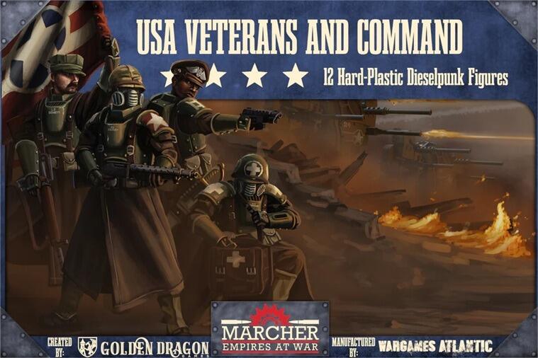 Marcher: USA Veterans and Command - 12 hard-plastic infantry Dieselpunk Infantry thumbnail