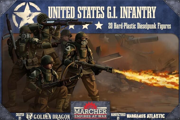 Marcher: United States Infantry - 20 hard-plastic infantry Dieselpunk Infantry - Gifts for Geeks Leicester
