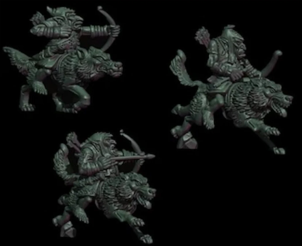 Fabelzel's Hobgoblin Wolf Riders (QTY 3) With Bows - Gifts for Geeks Leicester