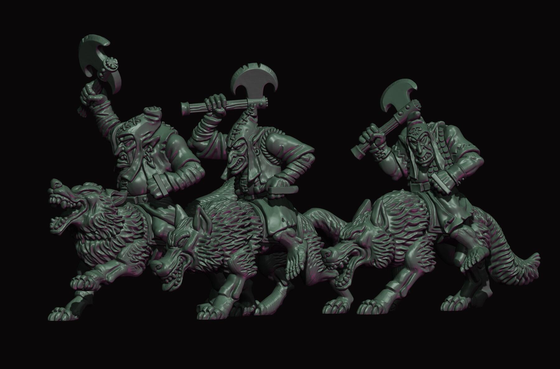Fabelzel's Hobgoblin Wolf Riders (QTY 3) With Hand Weapons & Shields - Gifts for Geeks Leicester