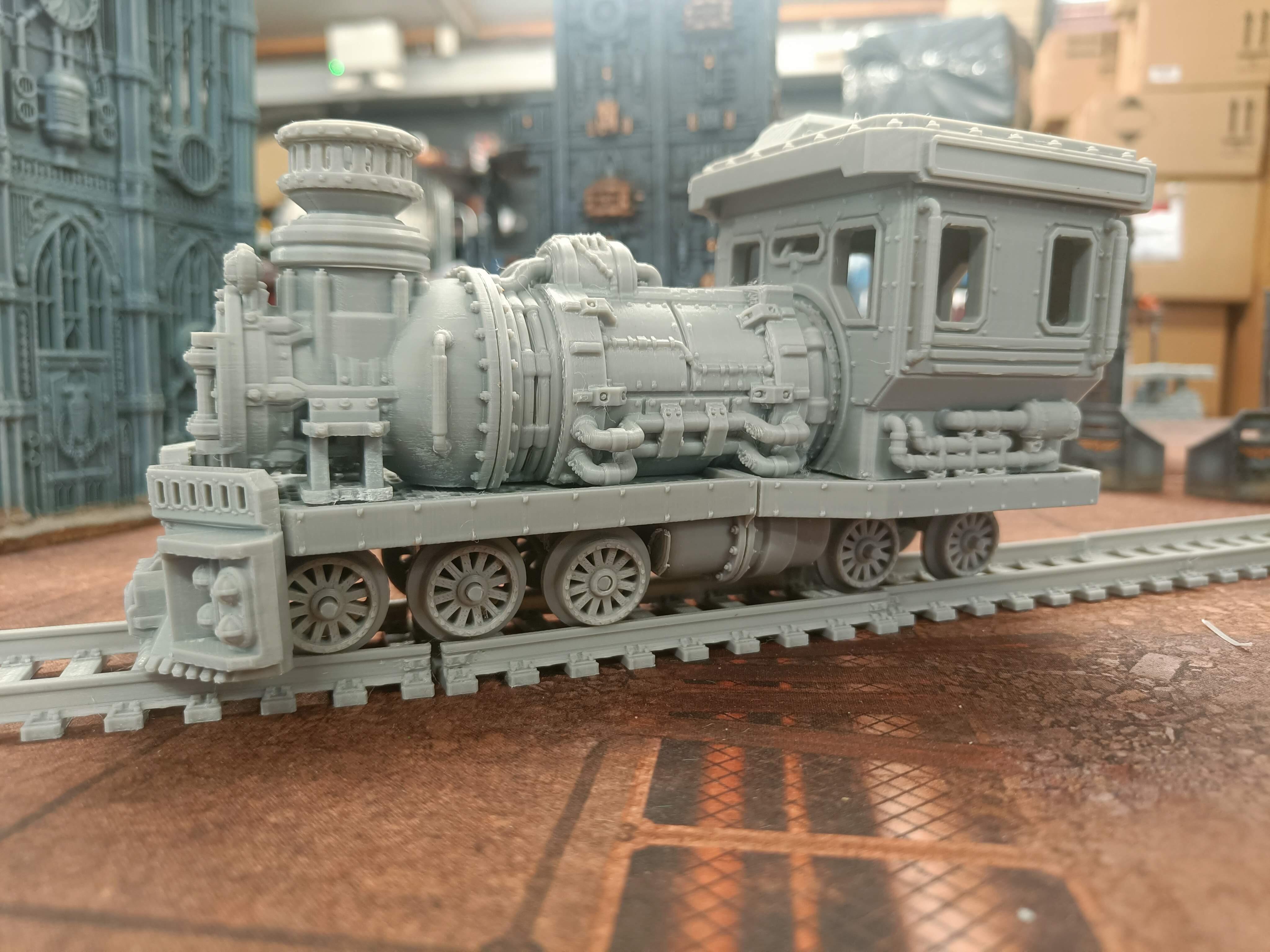 Ash Canyon Express Sci-fi Streampunk Train scenery. thumbnail