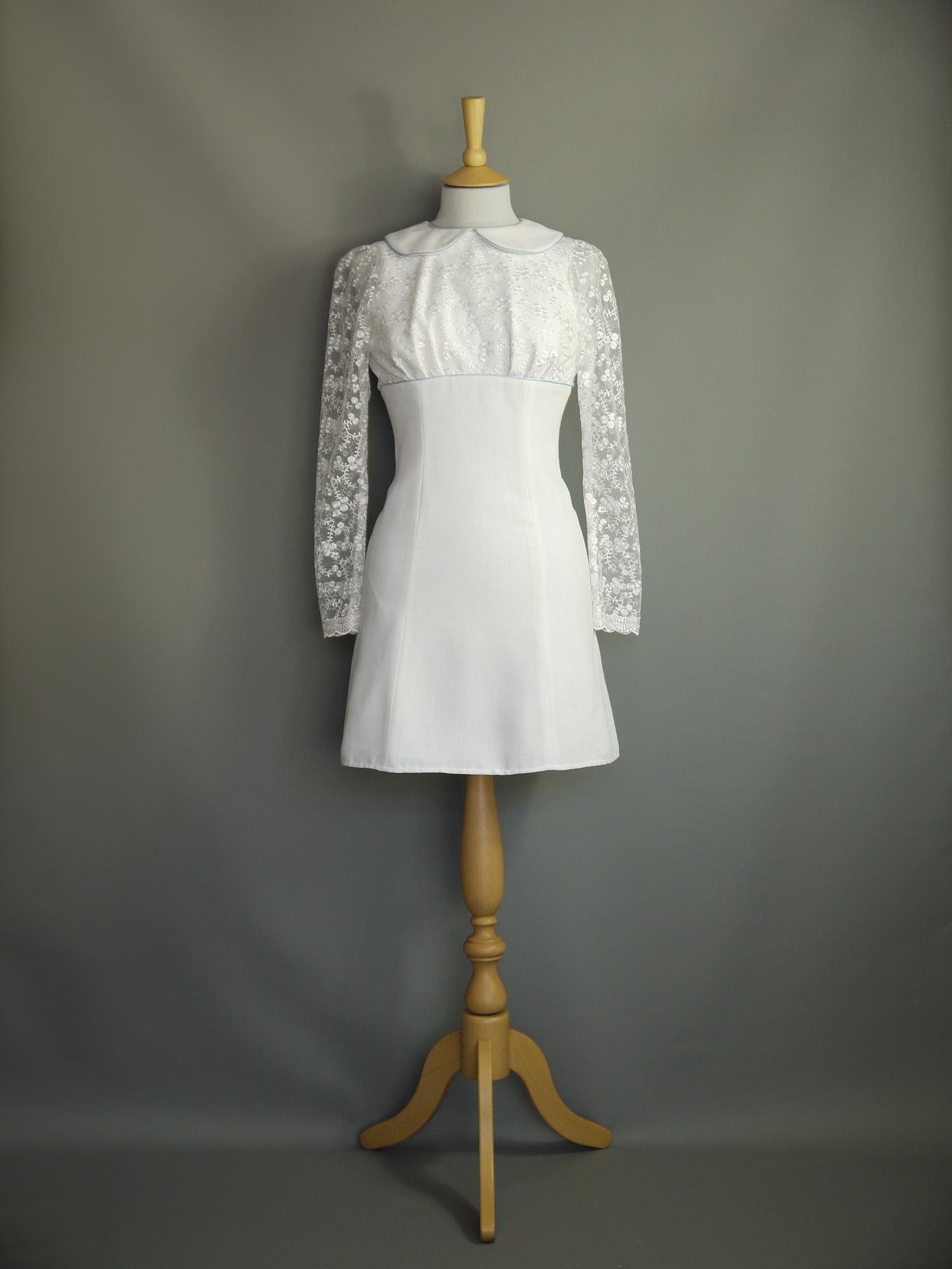 White Crepe 1960s Short Wedding Dress ...