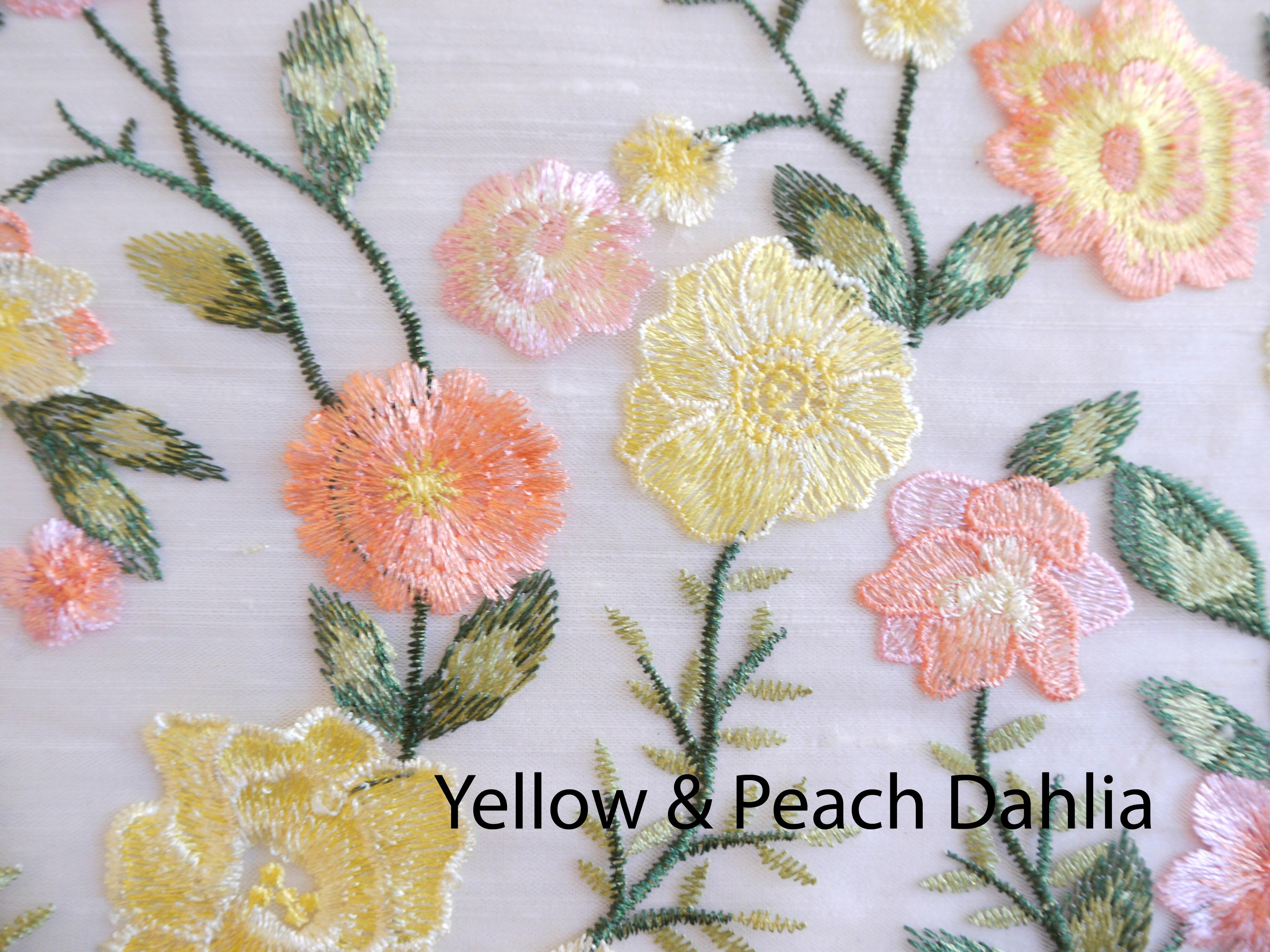 Yellow floral lace fabric