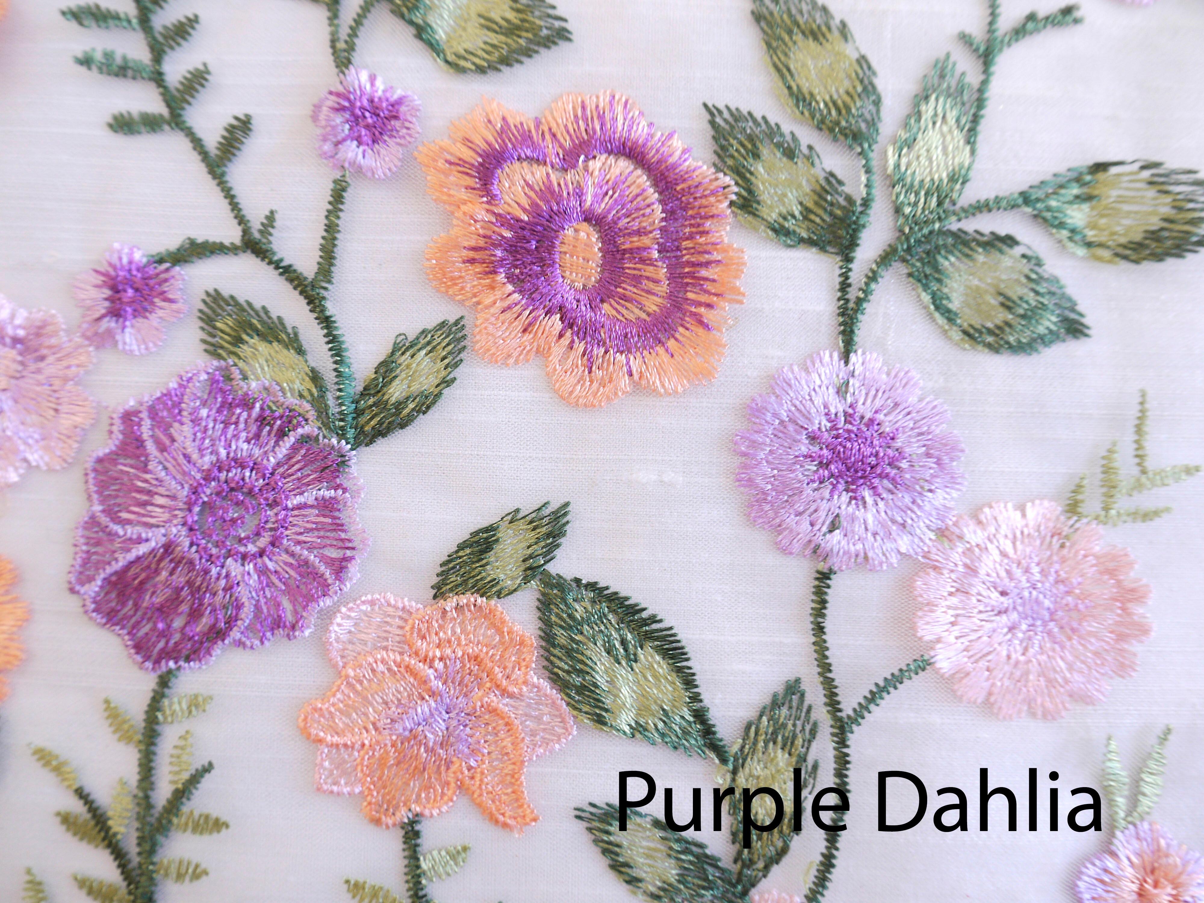 Purple floral lace fabric
