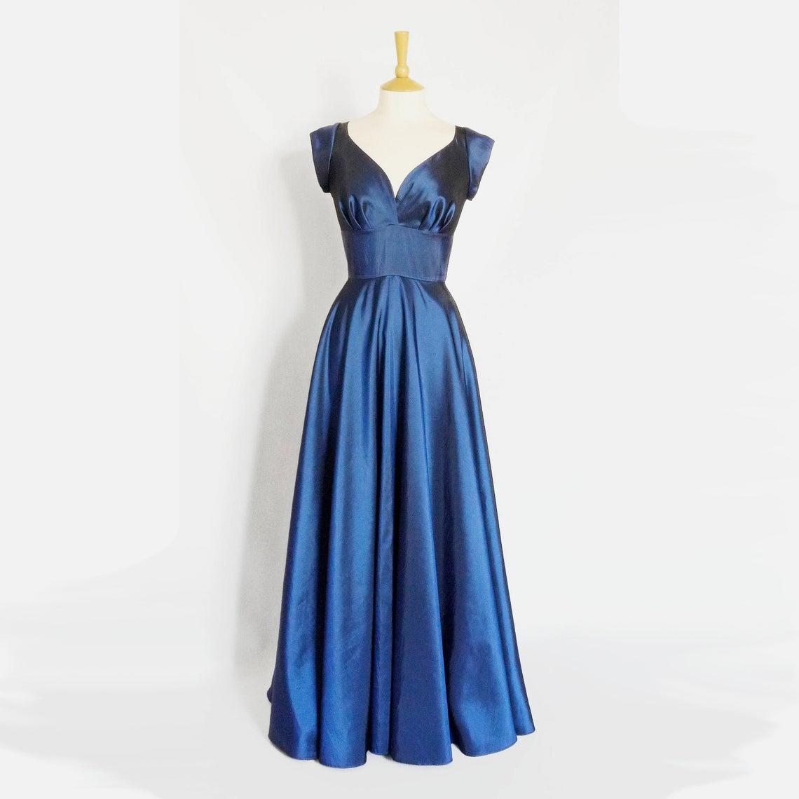 blue taffeta dress