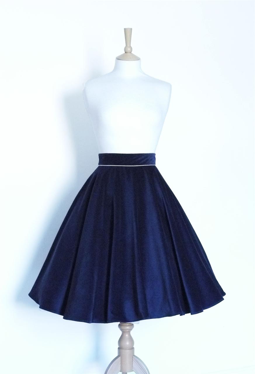 Ladies Womens Print Full Circle Skirt Blue US 14 UK 18 