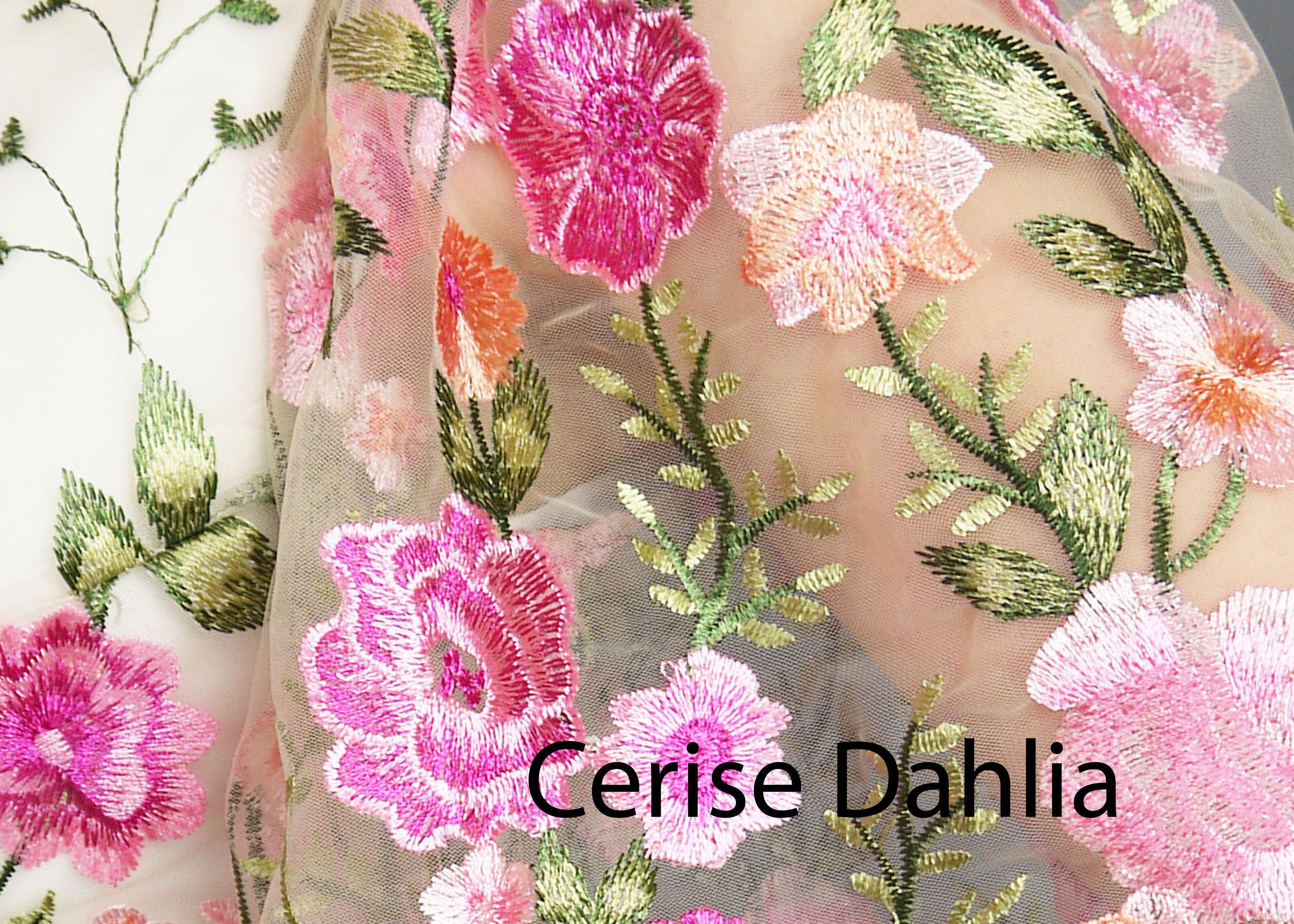 Cerise floral lace fabric