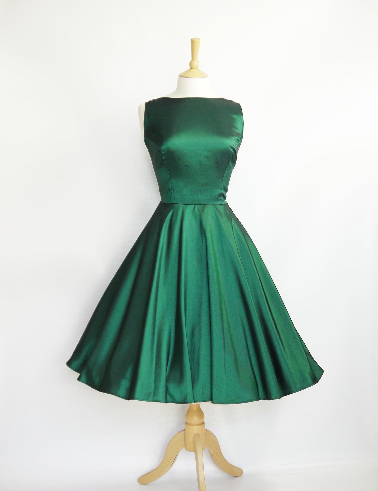 emerald green tea dress